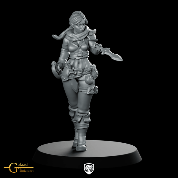 Female Bandit 01 Miniature Rogue Adventurer Dagger - Galaad - We Print Miniatures