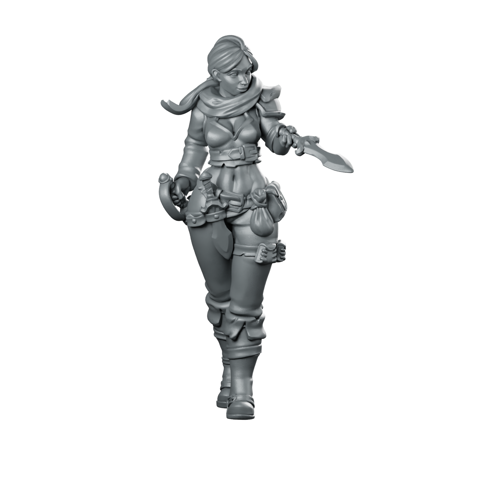 Female Bandit 01 Miniature Rogue Adventurer Dagger Miniature 360 Spin 01