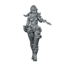 Female Bandit 01 Miniature Rogue Adventurer Dagger Miniature 360 Spin 01