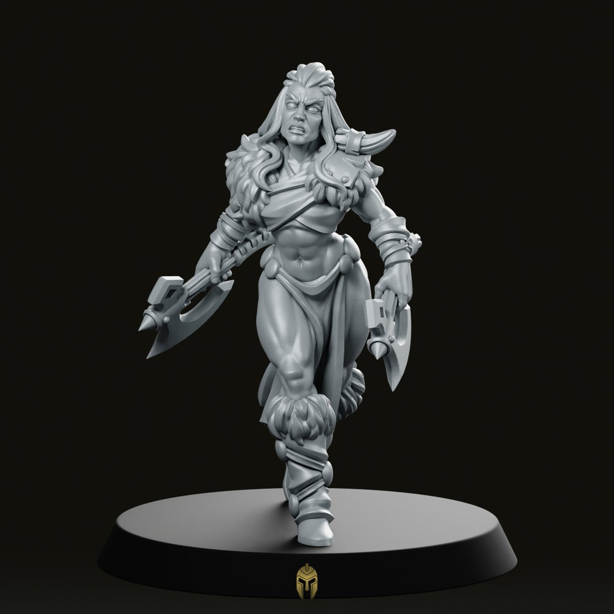 Female Barbarian with Axes Miniature -Vae Victus Miniatures - We Print Miniatures