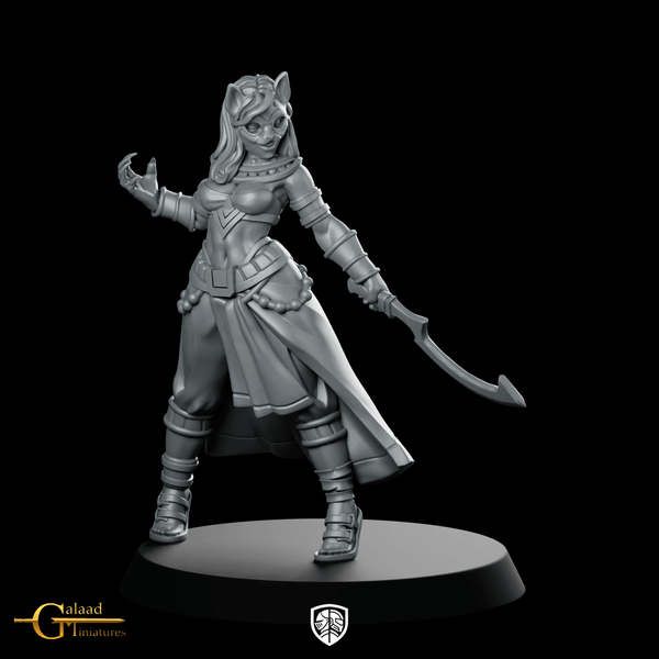 Female Cat Mask 01 Miniature Tabaxi Duellist - Galaad - We Print Miniatures