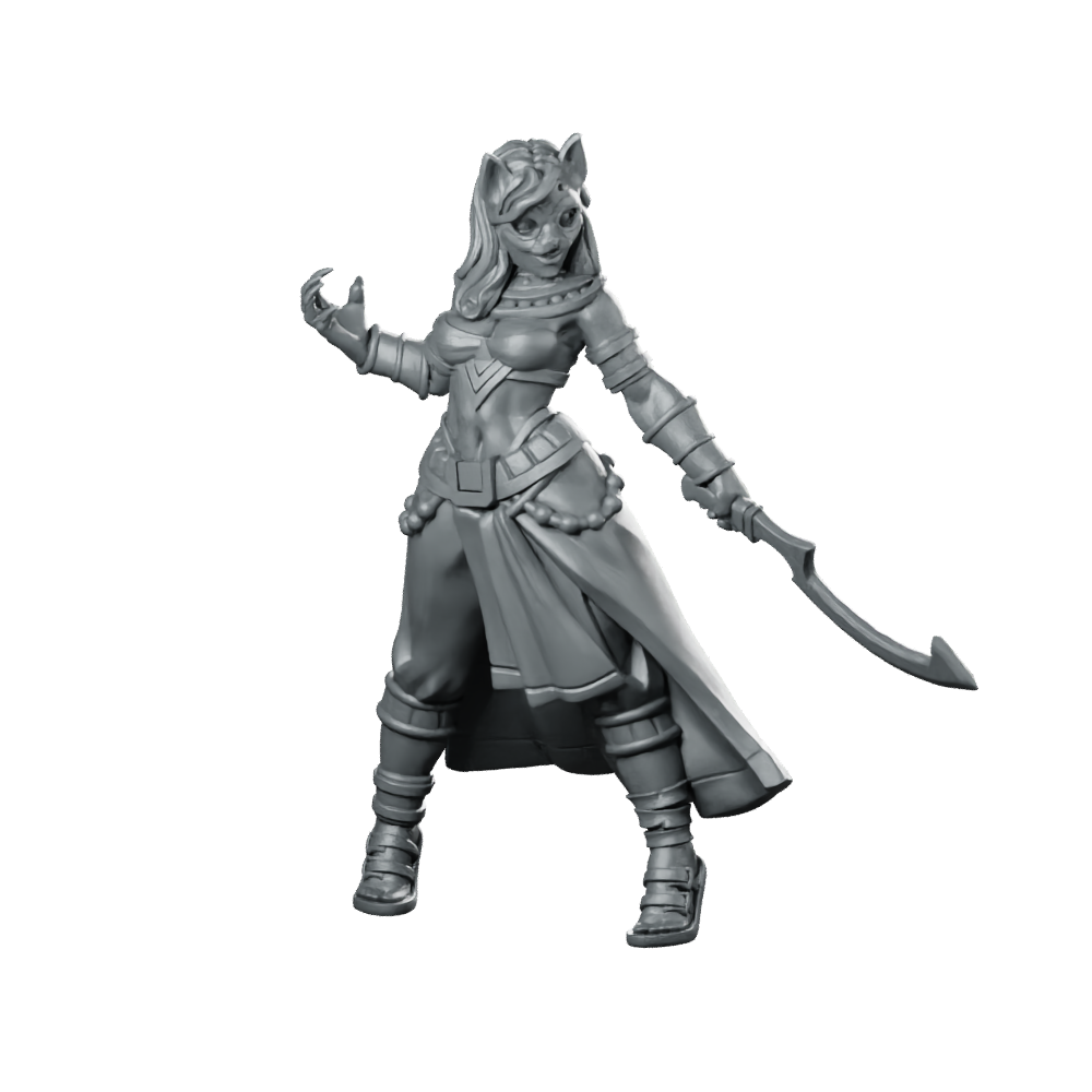 Female Cat Mask 01 Miniature Tabaxi Duellist Miniature 360 Spin 01