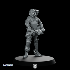 Female Colonial Marine Pvt Kae Peralta Miniature Cybernetic - Papsikels Miniatures - We Print Miniatures