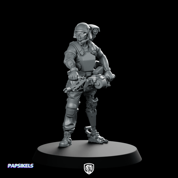 Female Colonial Marine Pvt Kae Peralta Miniature Cybernetic - Papsikels Miniatures - We Print Miniatures