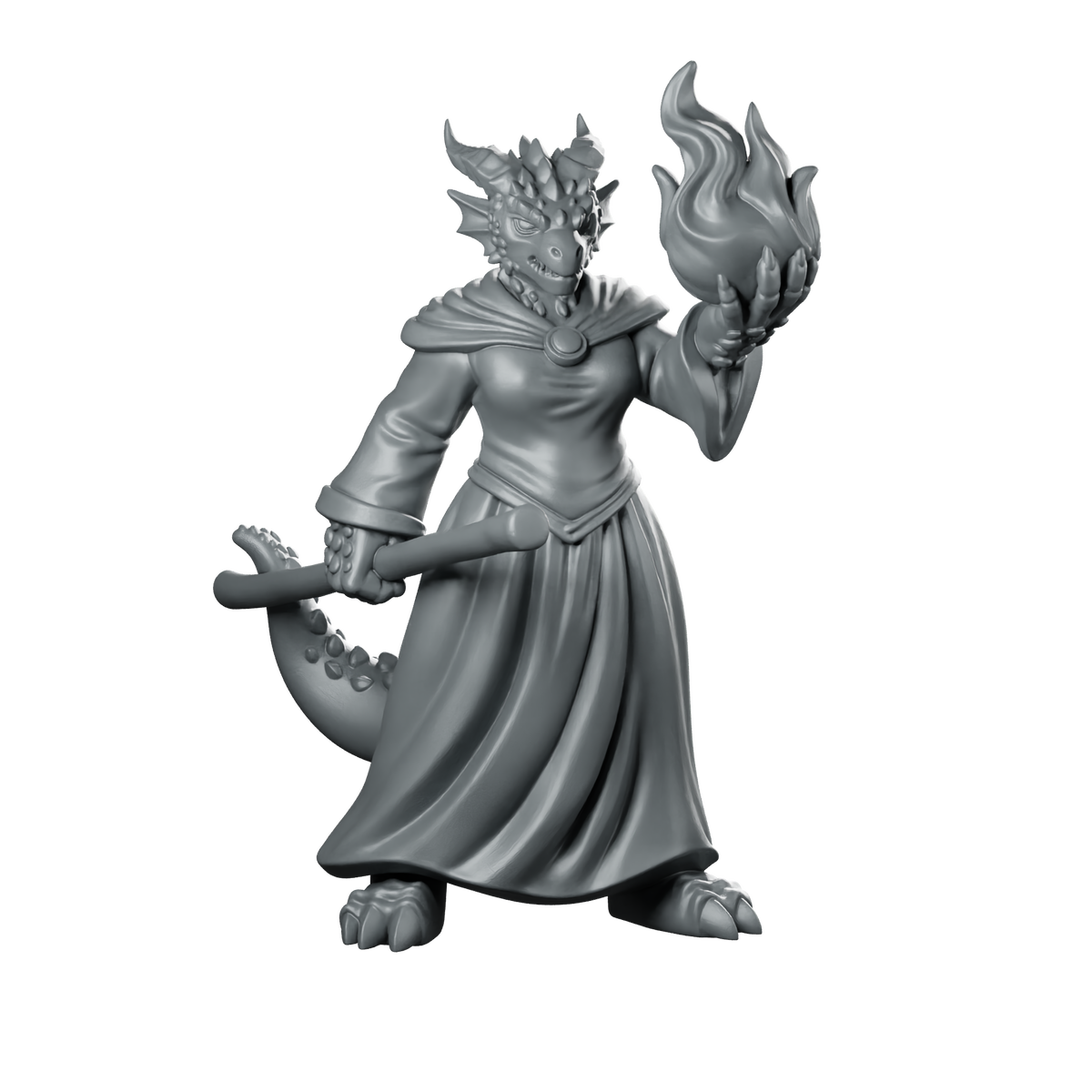 Female Dragonborn Sorcerer With Flame And Miniature Miniature 360 Spin 01
