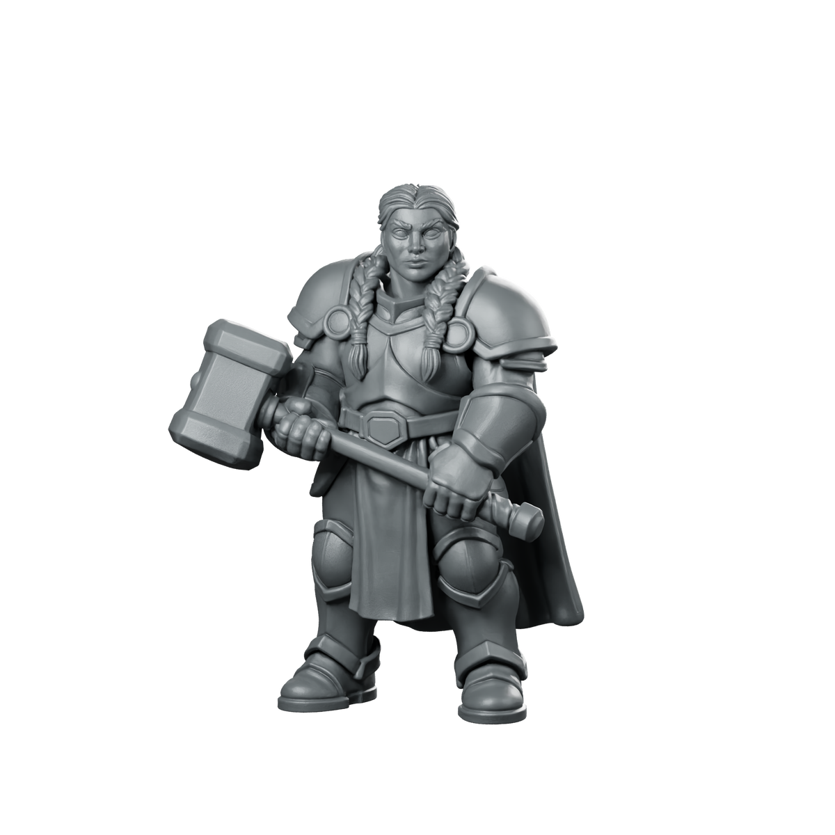 Female Dwarf Fighter With Miniature Braids Miniature 360 Spin 01