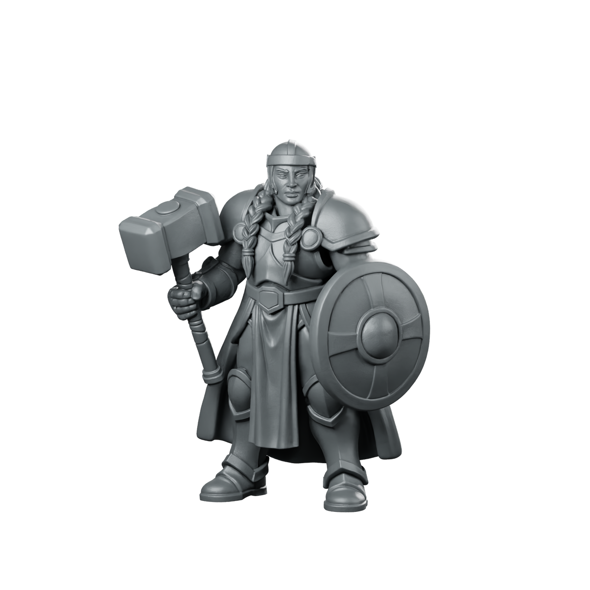 Female Dwarf Paladin With And Shield Miniature Miniature 360 Spin 01