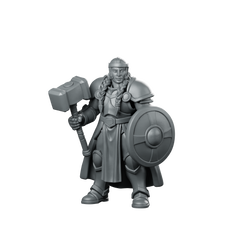 Female Dwarf Paladin With And Shield Miniature Miniature 360 Spin 01