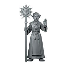 Female Elf Cleric With Sun Staff Miniature Miniature 360 Spin 01