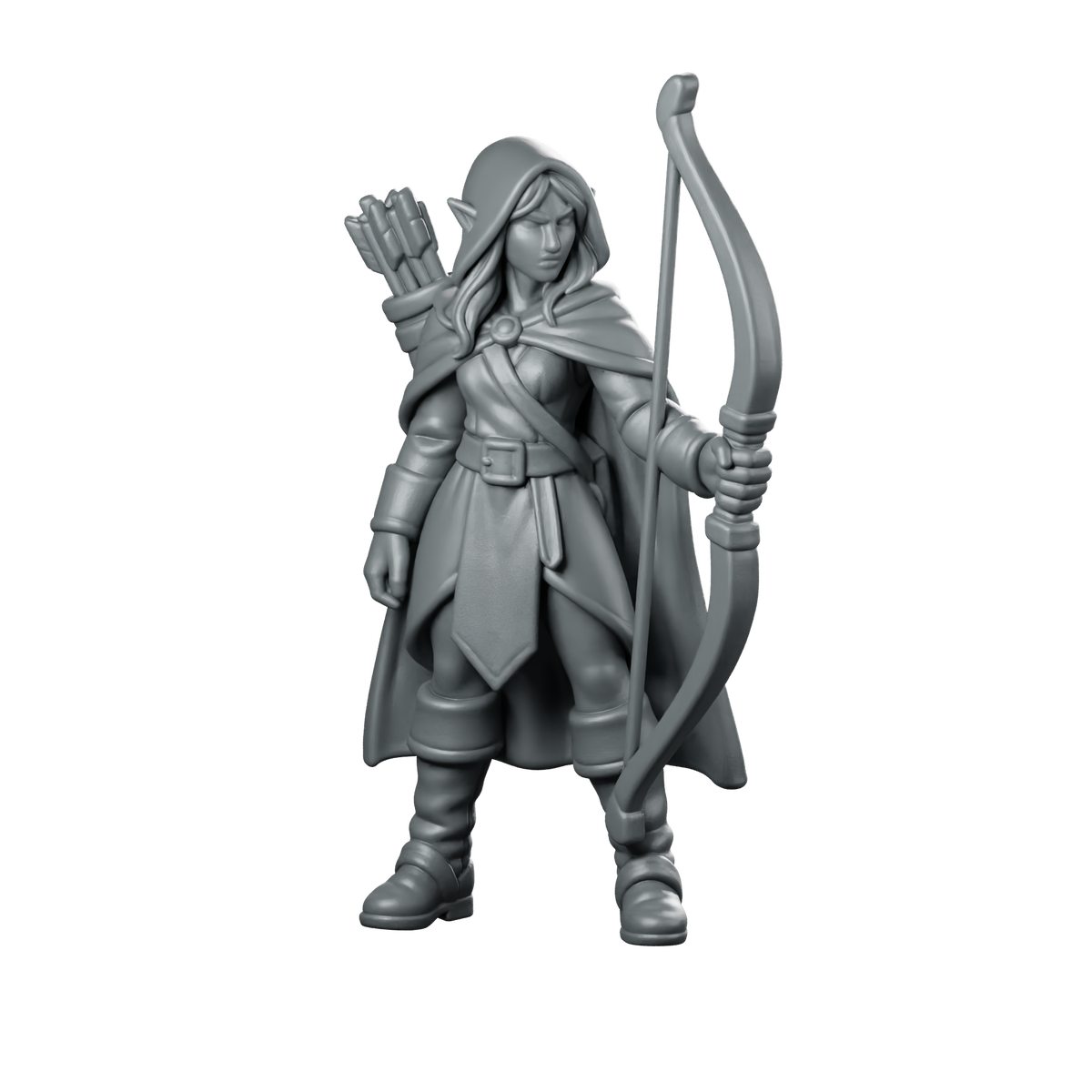 Female Elf Ranger With Longbow Miniature Hooded Miniature 360 Spin 01