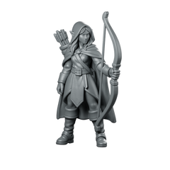 Female Elf Ranger With Longbow Miniature Hooded Miniature 360 Spin 01