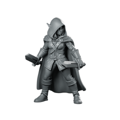 Female Elf Rogue With Short Sword Miniature Miniature 360 Spin 01