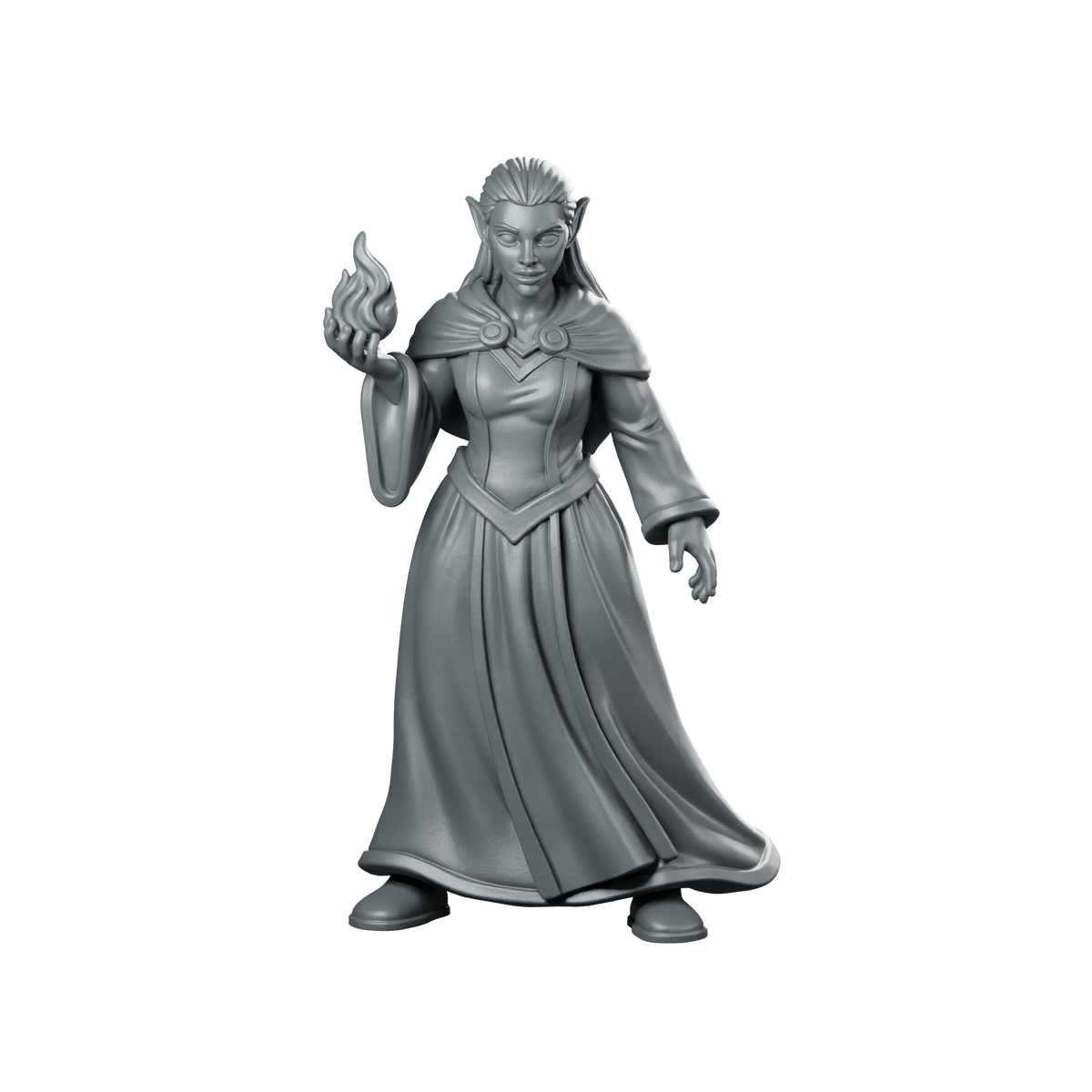 Female Elf Sorcerer With Flame Miniature Spellcaster Miniature 360 Spin 01