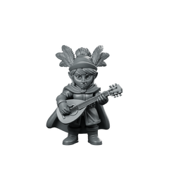 Female Gnome Bard With Lute Miniature Feathered Miniature 360 Spin 01