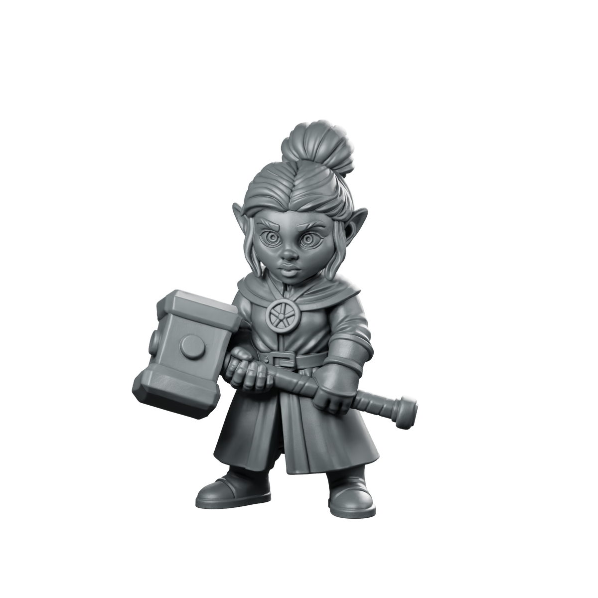 Female Gnome Cleric With Miniature Pose Miniature 360 Spin 01