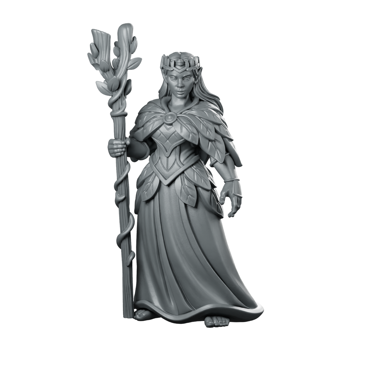 Female Half Elf Druid With Staff Miniature Miniature 360 Spin 01