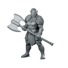 Female Half Orc Barbarian With Greataxe Miniature Miniature 360 Spin 01