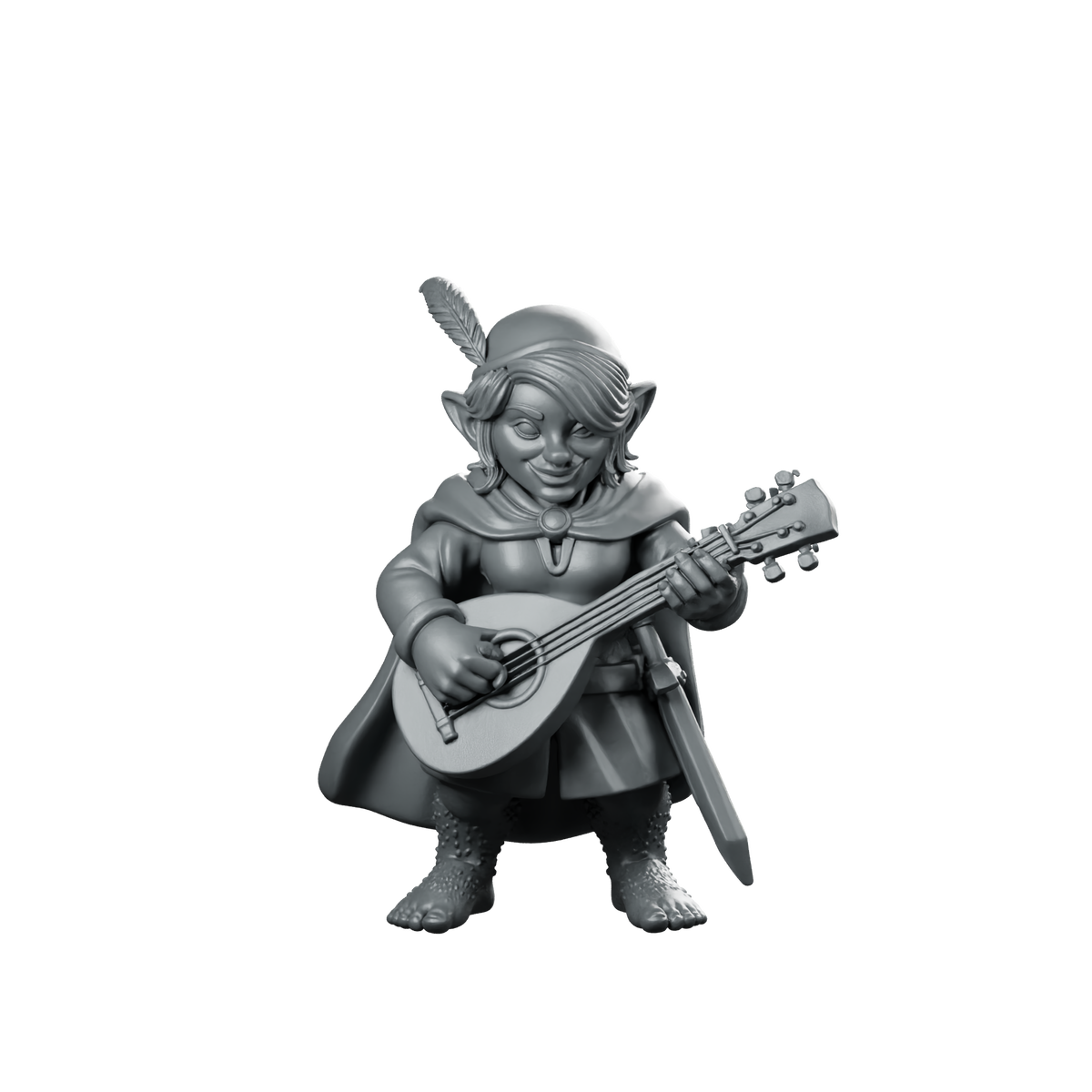 Female Halfling Bard With Lute Miniature Minstrel Miniature 360 Spin 01