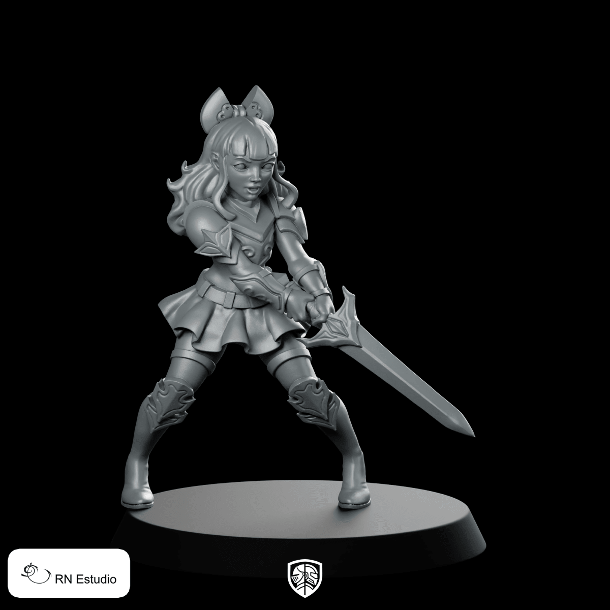 Female Hero Anne Warrior Miniature Anime Sword Fighter - RN Estudio - We Print Miniatures
