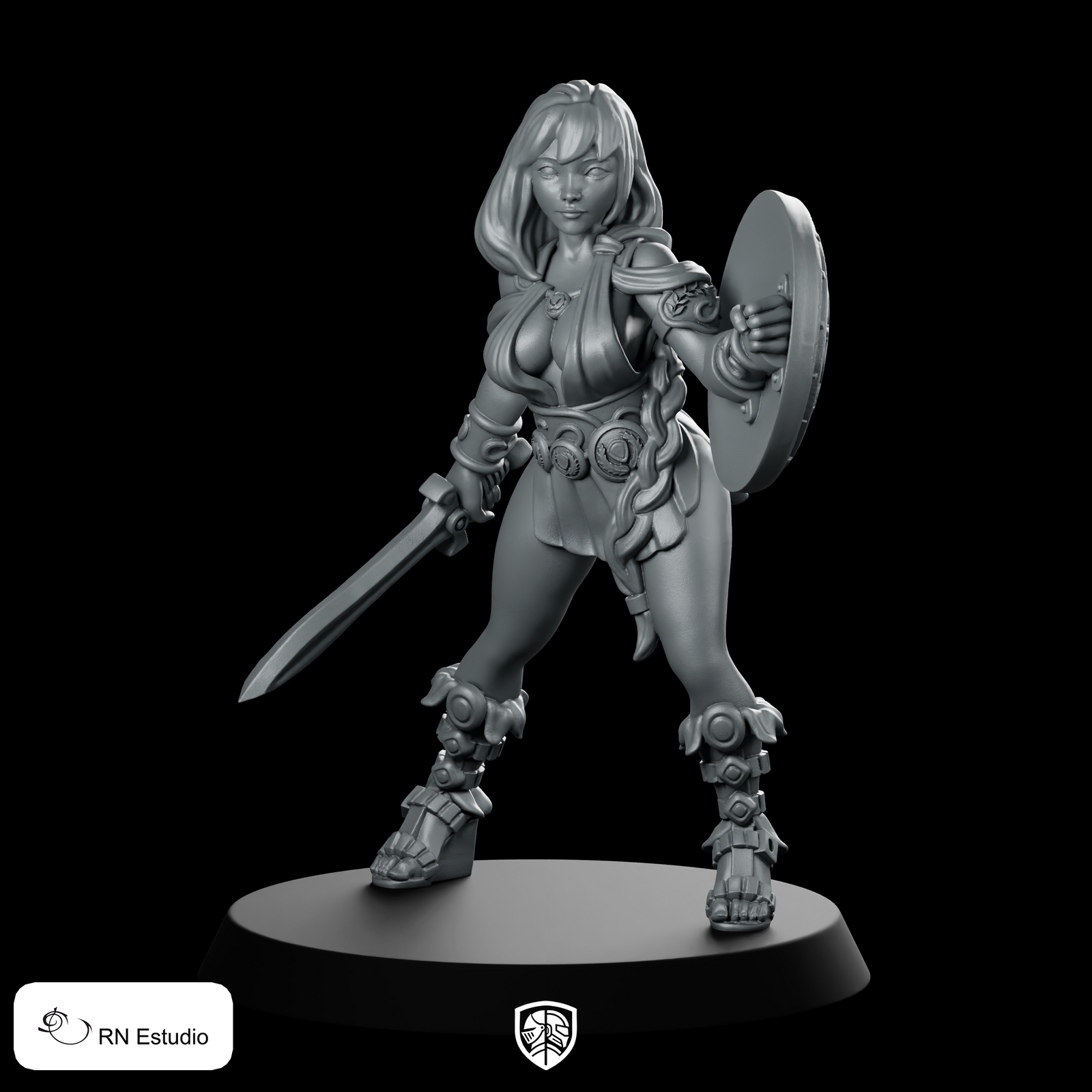 Female Hero Artemisa Warrior Miniature Sword Shield RPG