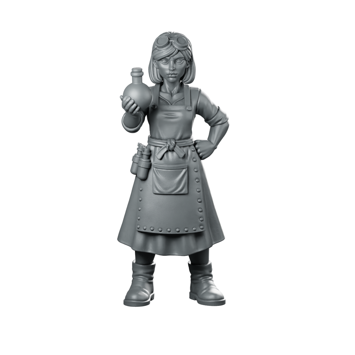 Female Human Alchemist With Flask Miniature Apothecary Miniature 360 Spin 01
