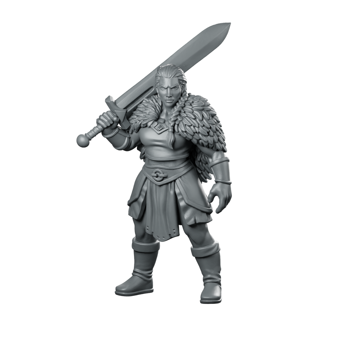 Female Human Barbarian With Greatsword Miniature Fierce Miniature 360 Spin 01