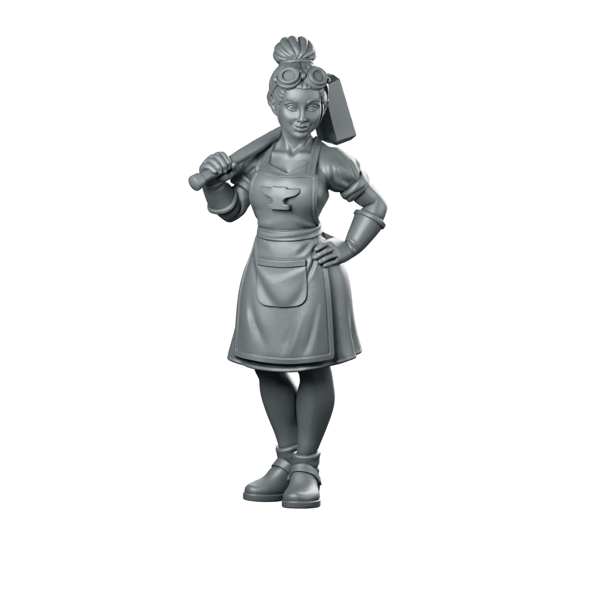 Female Human Blacksmith With Hammer Miniature Smith Miniature 360 Spin 01