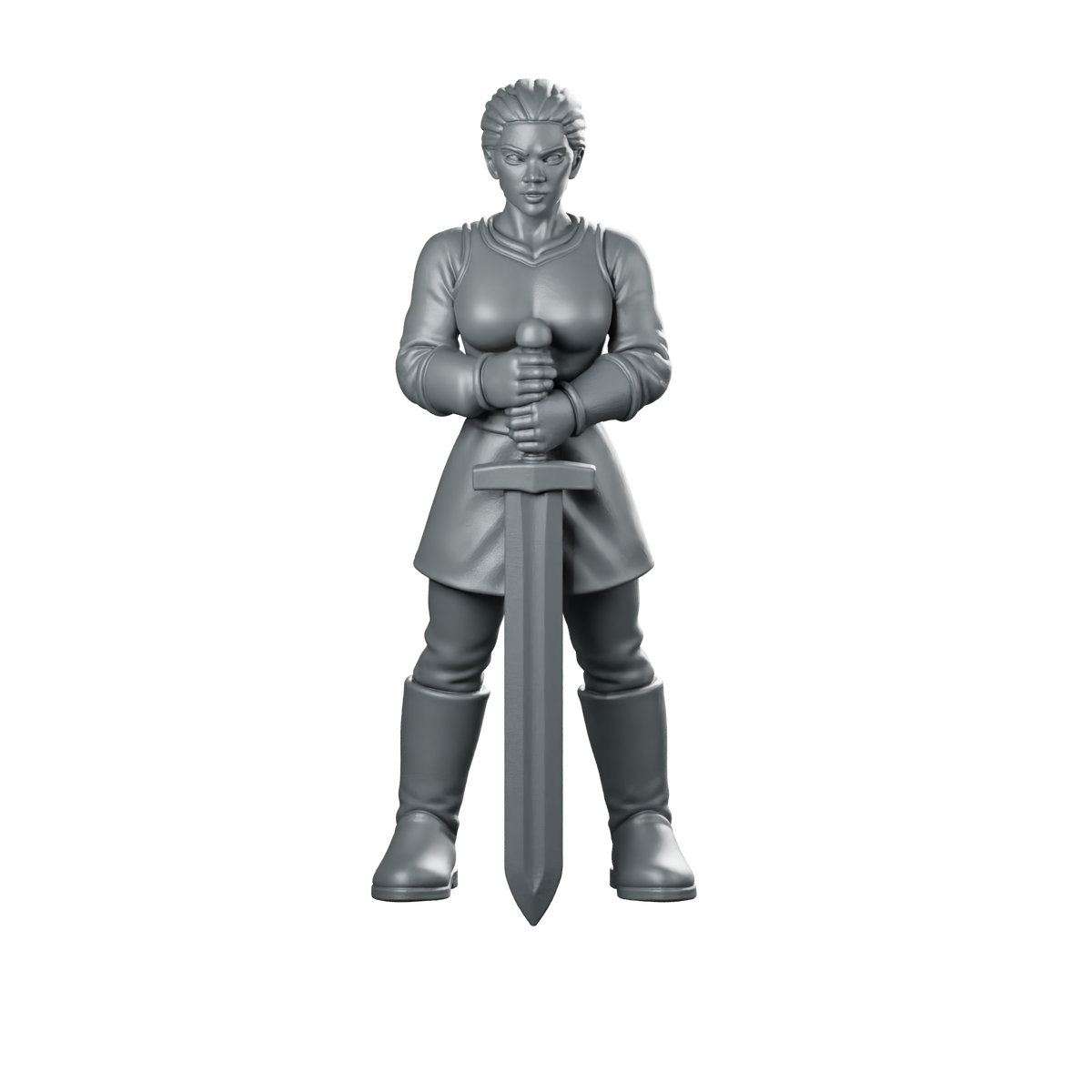 Female Human Fighter With Longsword Miniature Warrior Miniature 360 Spin 01