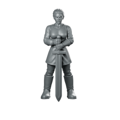 Female Human Fighter With Longsword Miniature Warrior Miniature 360 Spin 01