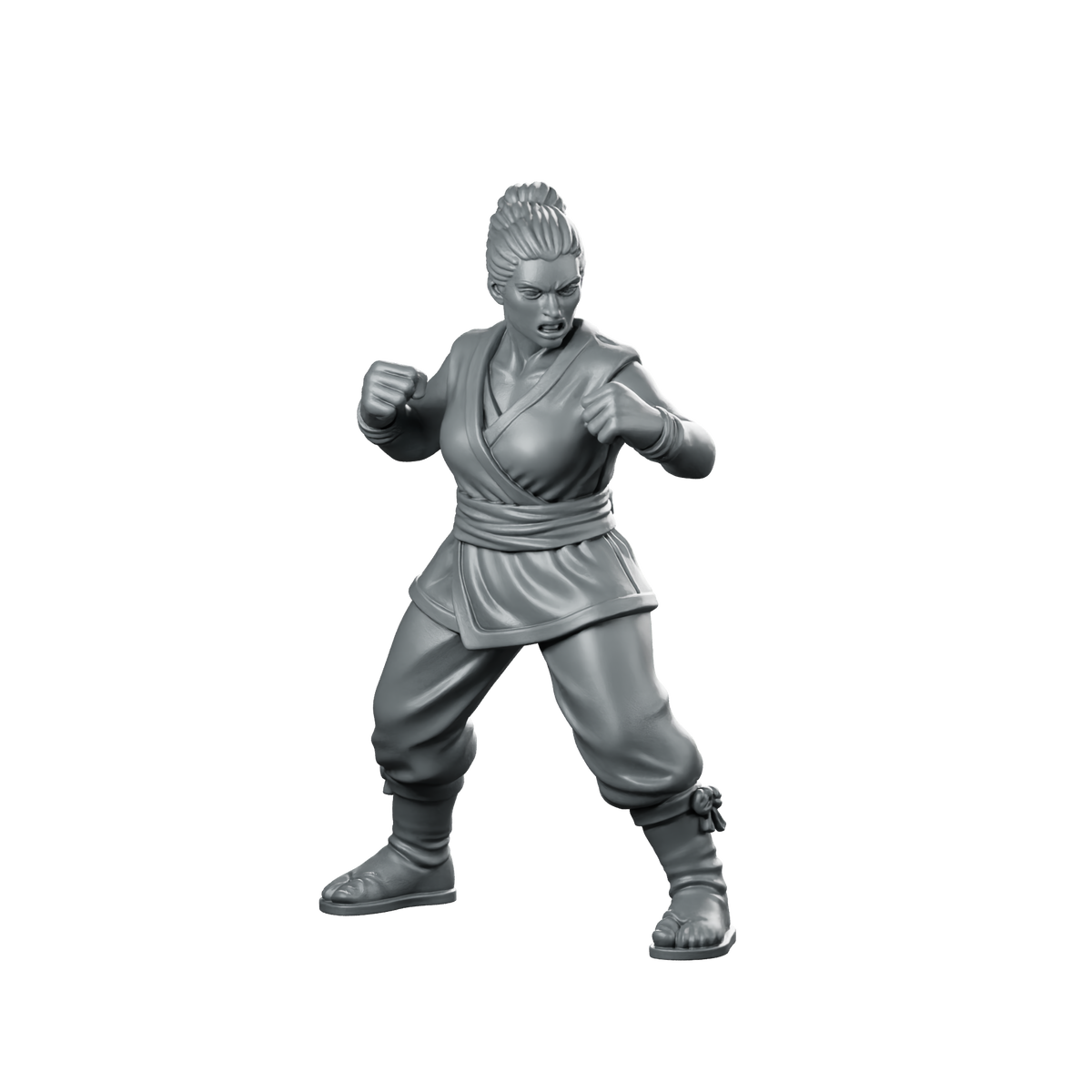 Female Human Monk In Fighting Stance Miniature Miniature 360 Spin 01