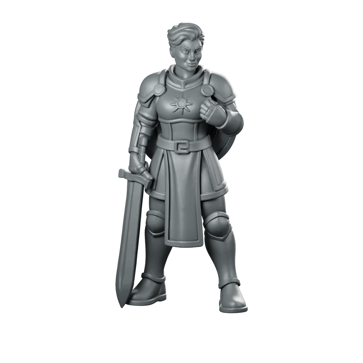 Female Human Paladin With Sword Miniature Knight Miniature 360 Spin 01