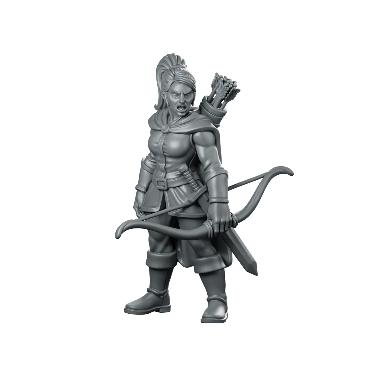 Female Human Ranger With Longbow Miniature Scowling Miniature 360 Spin 01