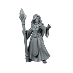 Female Human Sorcerer With Staff Miniature Spellcaster Miniature 360 Spin 01