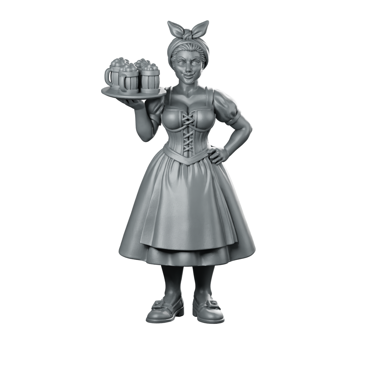 Female Human Tavern Maid Miniature Dirndl Tankards Miniature 360 Spin 01