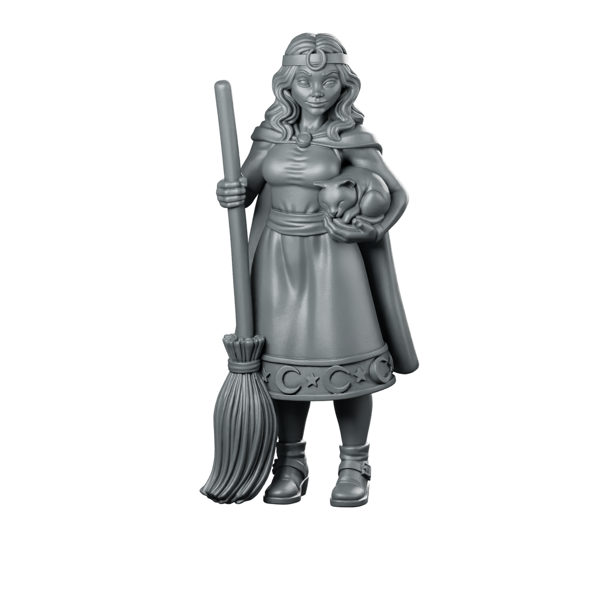 Female Human Witch With Broom And Miniature Miniature 360 Spin 01
