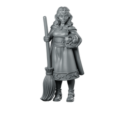 Female Human Witch With Broom And Miniature Miniature 360 Spin 01
