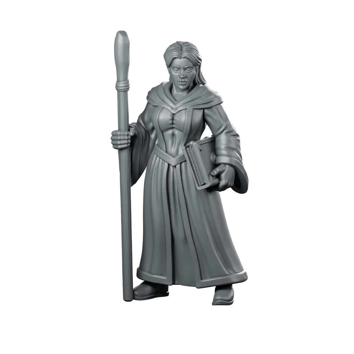 Female Human Wizard With Staff And Miniature Miniature 360 Spin 01