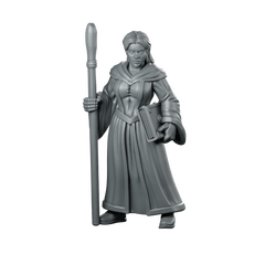 Female Human Wizard With Staff And Miniature Miniature 360 Spin 01