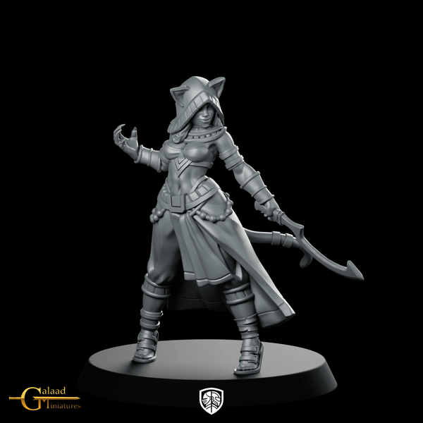 Female Leonin 01 Miniature Catfolk Rogue Duellist - Galaad - We Print Miniatures
