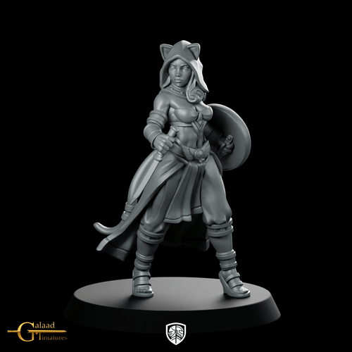 Female Leonin 02 Miniature Catfolk Duelist - Galaad - We Print Miniatures