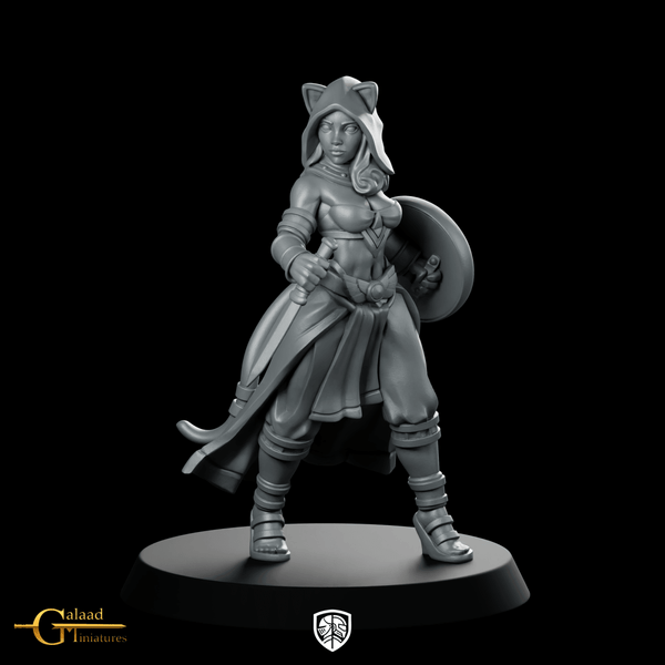 Female Leonin 02 Miniature Catfolk Duelist - Galaad - We Print Miniatures