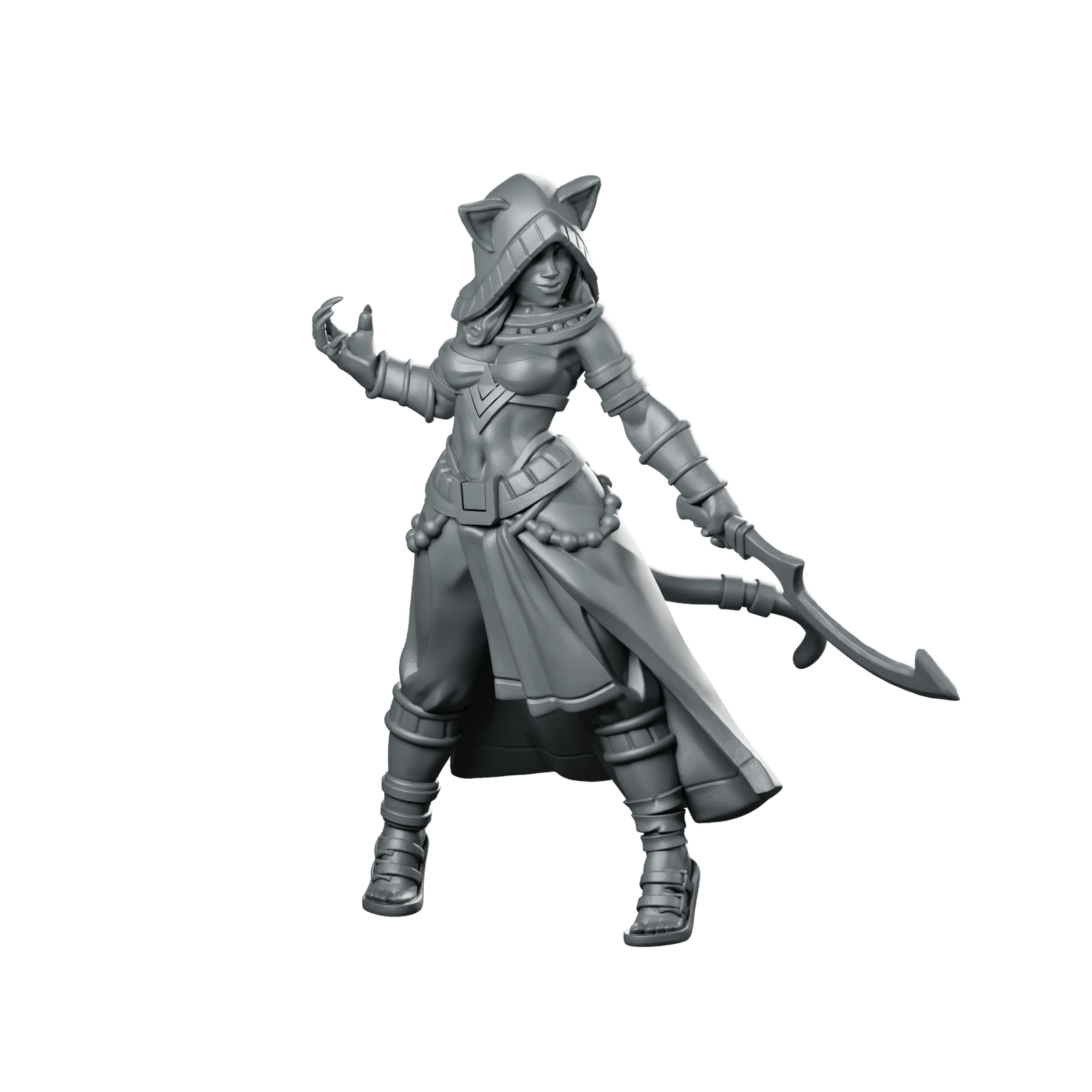 Female Leonin 01 Miniature Catfolk Rogue Duellist Miniature 360 Spin 01
