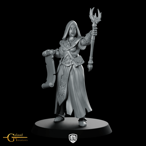 Female Priest 01 Miniature Hooded Priestess - Galaad - We Print Miniatures