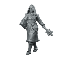 Female Priest 02 Miniature Hooded Cleric Priestess - Galaad - We Print Miniatures