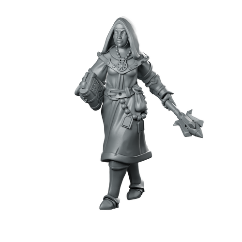 Female Priest 02 Miniature Hooded Cleric Priestess Miniature 360 Spin 01