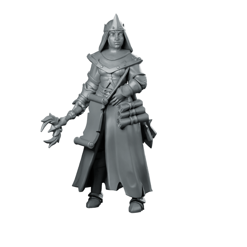 Female Priest 03 Miniature Crowned Cleric Scholar - Galaad - We Print Miniatures
