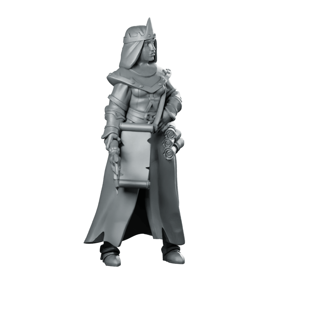Female Priest 03 Miniature Crowned Cleric Scholar - Galaad - We Print Miniatures