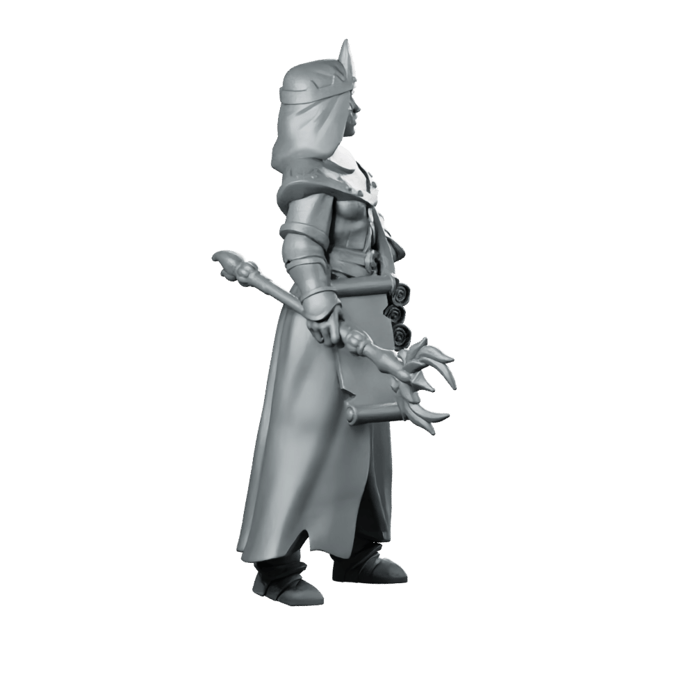Female Priest 03 Miniature Crowned Cleric Scholar - Galaad - We Print Miniatures