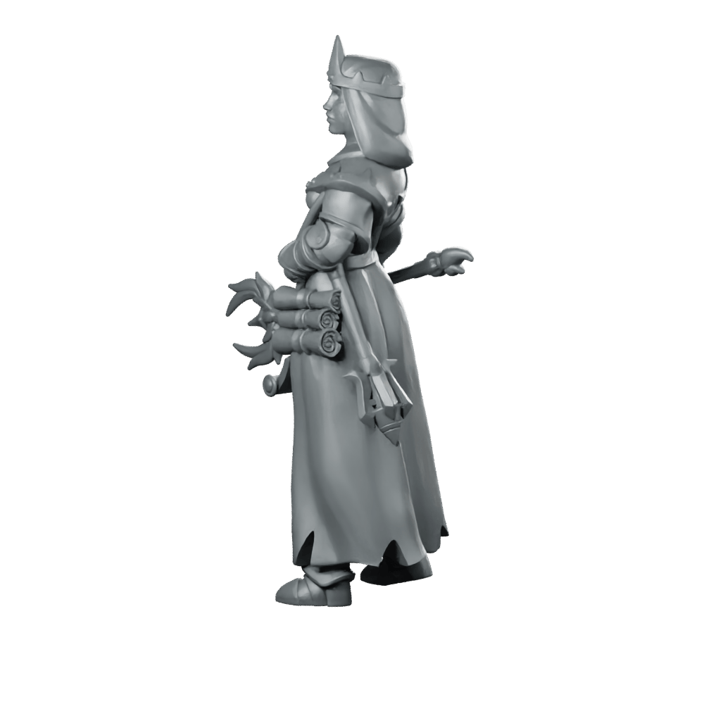 Female Priest 03 Miniature Crowned Cleric Scholar - Galaad - We Print Miniatures
