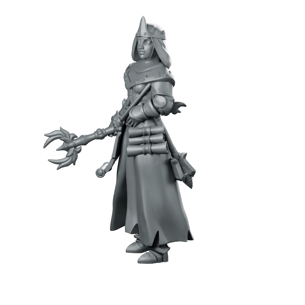 Female Priest 03 Miniature Crowned Cleric Scholar - Galaad - We Print Miniatures
